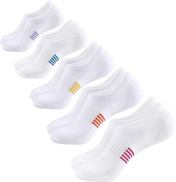 No Show Trainer Socks for Womens 3-5 6-8, 5 Pairs Invisible Cotton Low Cut Ankle socks Ladies Casual and Daily Use