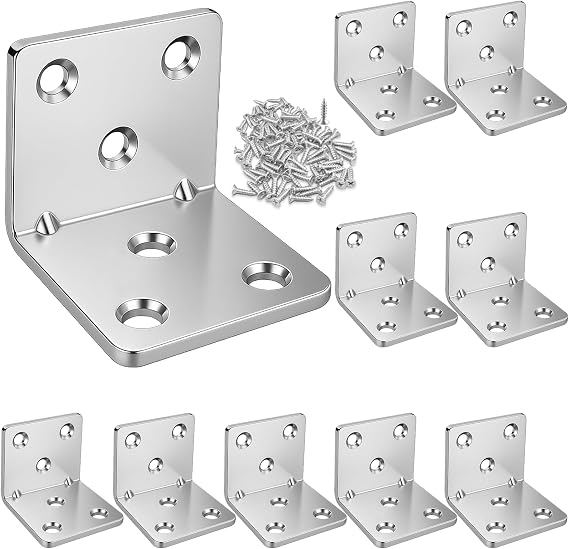 Angle Brackets, 10 Pack Metal Corner L Brackets for Wood 40x40x40x2mm