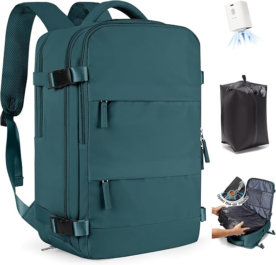 SZLX Vacuum Backpack with Pump Carry-on Luggage 40x30x20 Ryanair Vueling Wizzair Easyjet Backpack Travel Cabin Airplane 40x20x25 Ryanair Women Waterproof Carrying Backpack for Laptop Computer