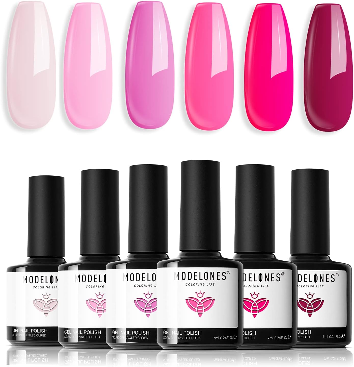 Modelones Gel Nail Polish 6 Colors Summer Pink Gel Nail Polish Set Soak Off Nude Pink Nail Gel Nail Art DIY Manicure Salon and Home for Women