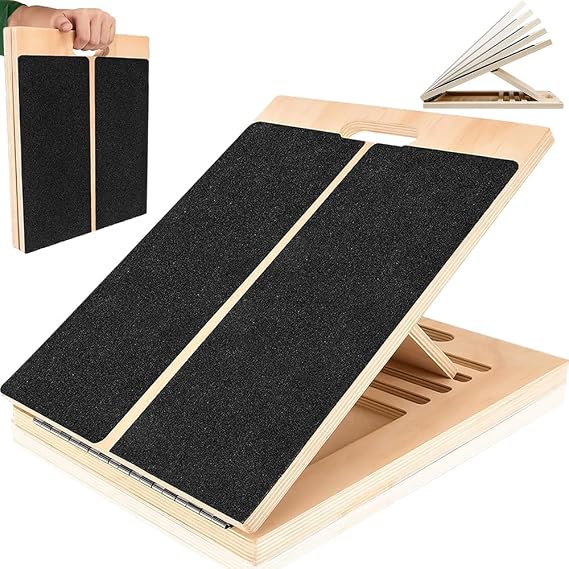 Adjustable Wooden Stretch Board,Squat Wedge Slant Board Calf Stretcher,Portable Fitness Equipment for Squat Training,Enhancing Ankle Mobility and Balance Trainer (Slant Board)