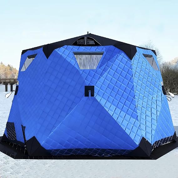 Portable 420D Insulated Hexagon Tent, Insulated Ice Fishing Tent, Winter Portable Pop-Up Shelter, for Winter Fishing, Thermal Insulated Design