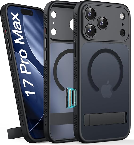 for iPhone 17 Pro Max Case Stand, Compatible with MagSafe, Black
