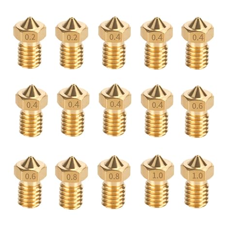 15pcs Brass Nozzle Set for Anycubic Kobra 3D Printer 7pcs 0.4mm Nozzles and 2pcs 0.2mm 0.6mm 0.8mm 1.0mm Brass Nozzle Set for Anycubic Mega, Mega X, Chrion, Kobra, Kobra Neo
