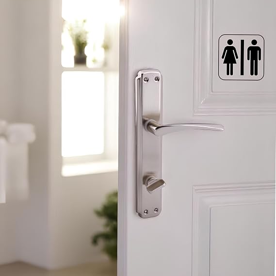 (2 Takım) Kilitlenebilir WC Banyo Kapı Kolu Nikel İnox Aynalı Sağa Sola Uygun İç Dış Tuvalet Kapısı