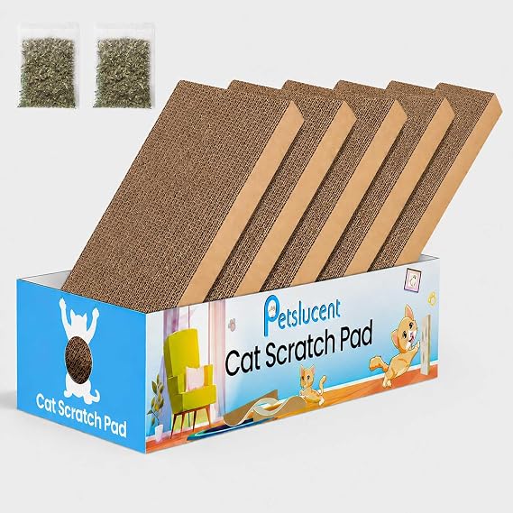 Cat Scratching Board - Cat Scratcher with Box, Large Size Cats Scratching Pad Easy for Cats to Scratch, Corrugated Cardboard Pet Scratchers Lounge for Indoor Kitty to Play (Grey-Large)