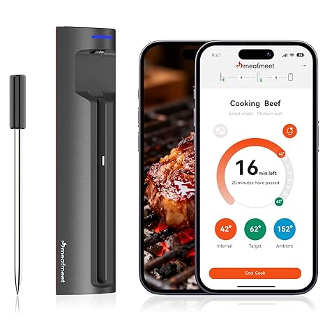 Pro Smart Wireless Meat Thermometer Probe, Support WiFi & Bluetooth