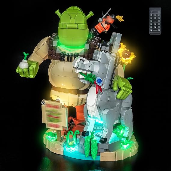Remote Control Led Light Set Compatible with Lego 72423 Shrek, Donkey & Puss in Boots (No Model), Decoration Lighting Set Compatible with Lego Shrek, Donkey & Puss in Boots Building Blocks