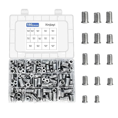 180Pcs Threaded Inserts for Wood M4/M5/M6/M8/M10 Nuts,Threaded Inserts Nuts