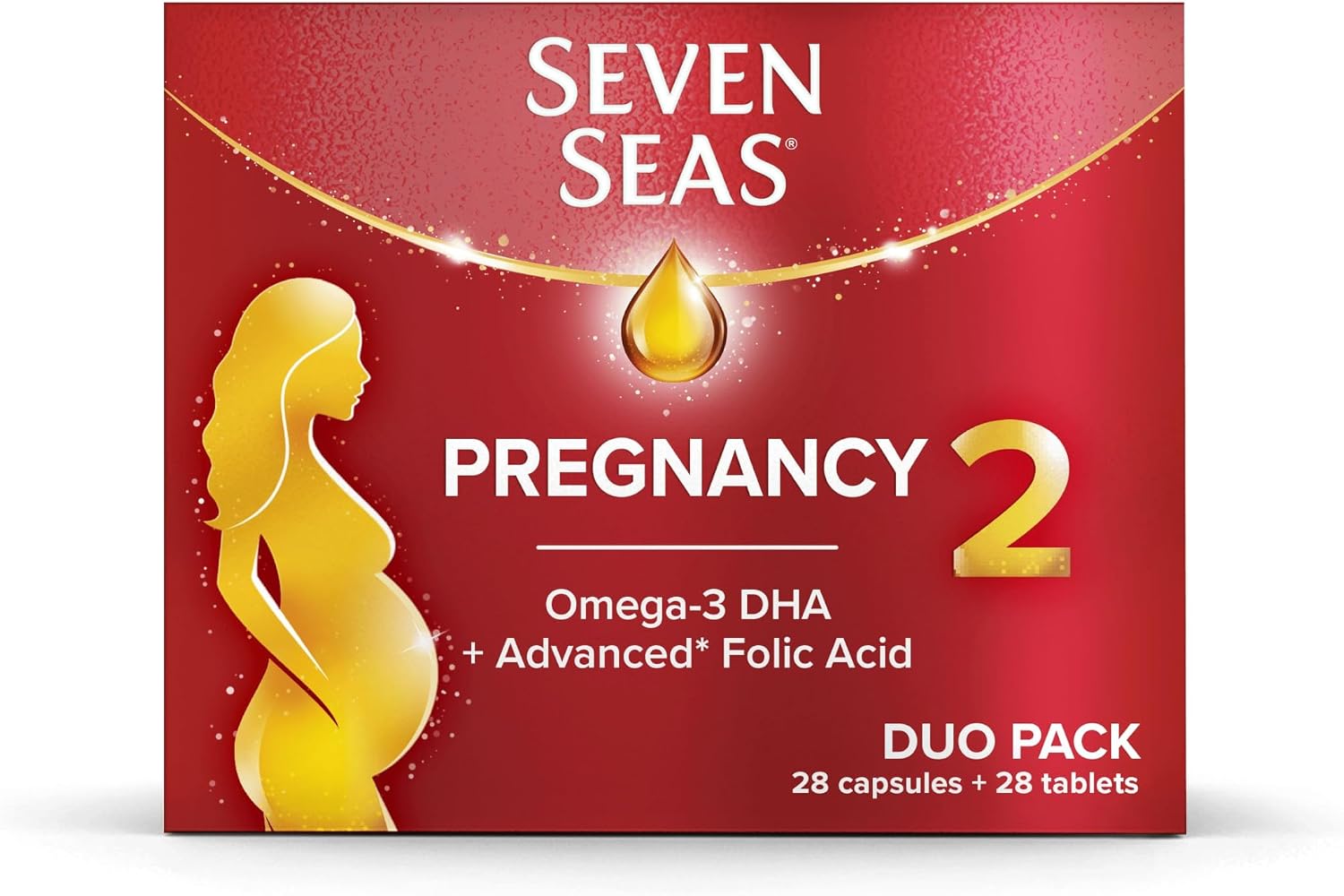 Seven Seas Pregnancy, Pregnancy Vitamins With Omega-3 DHA And Advanced Folic Acid, Iron, Vitamins B6 And B12, 28 Capsules plus 28 Tablets, 4-Week Supply
