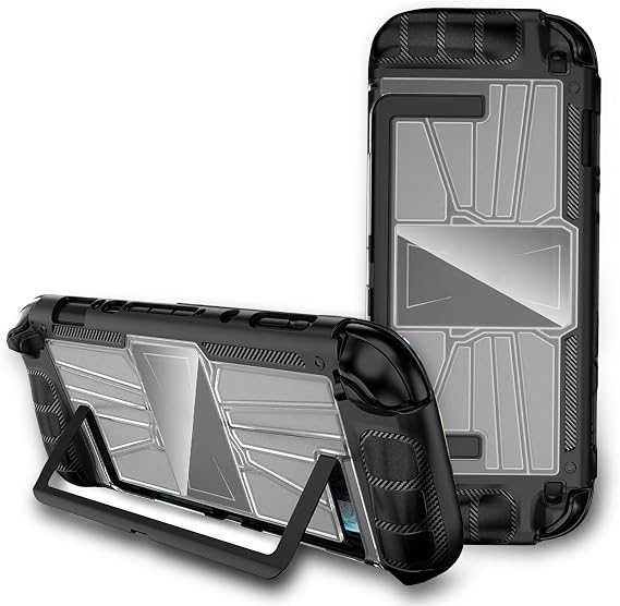 Omesio for Nintendo Switch 2 Protective Case Accessories 360° All-Round Protection Dual Grip Case Compatible with Nintendo Switch 2 2025 PC TPU Hybrid Material Scratch-Resistant Shockproof Black