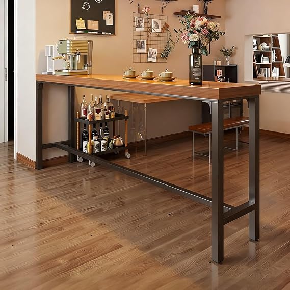 Solid Wood Counter Height Bar Table for Kitchen, Balcony & Café,160 * 40cm