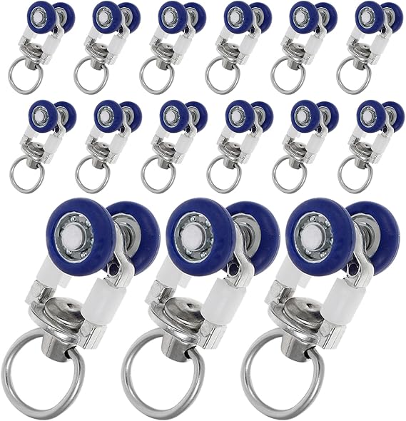 15pcs Silent Stainless Steel Curtain Track Roller Hooks for Rail | Ceiling Wall Mount Use, Smooth Running Runners, Discreet Modern Finish, 15pcs Set for Home Living Room