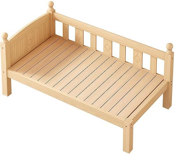 Solid Wood Bed Frame, Durable Construction with Wooden Supports, Suitable for Adults and Children