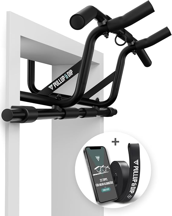 PULLUP & DIP pull-up bar door frame without drilling incl. dip station - door bar with dip bar - dip bar extension for home - pull-up dip set for calisthenics, dips & strength training