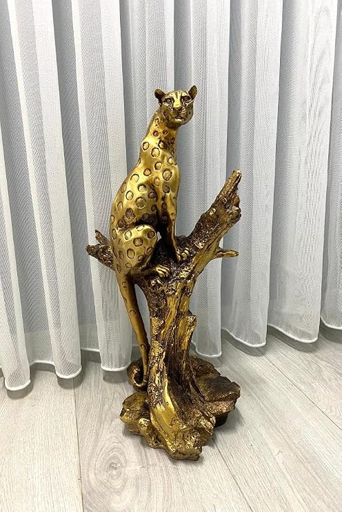 Dekoratif Ağaçta Duran Çita Biblo Heykel