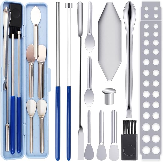Capsule Filling Machine Kit – Pill Filler Tray Tools for Quickly Maker Empty Gel Capsules All Size 000 00 0 1 2 3 4 5, Lab Spoons Spatula Scoops Tool (13Pcs Plus)