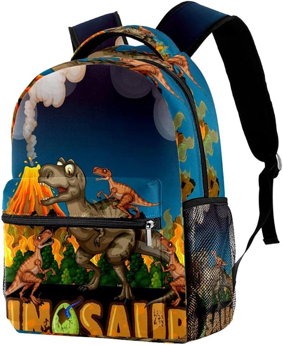 Backpack Rucksack School Bag Travel Casual Daypack for Women Teen Girls Boys, Dinosaurs Wildfire