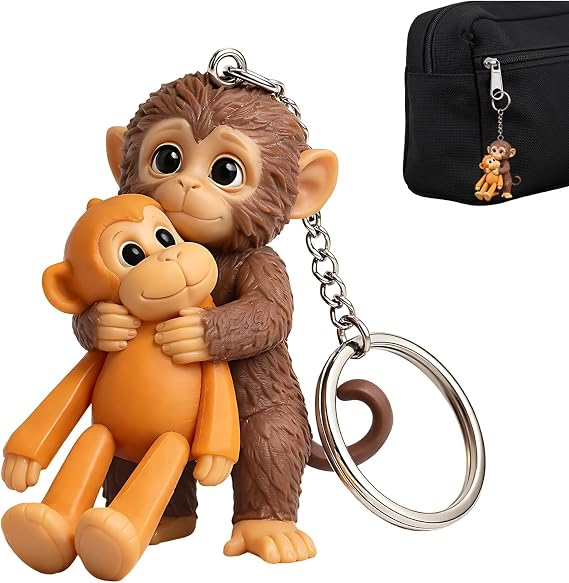 Punch Monkey Keyring, Monkey Fist Keyring Gifts for Women, Animal Keyring for Daily Use, Car Keyring for Men, Standing Monkey Keychain