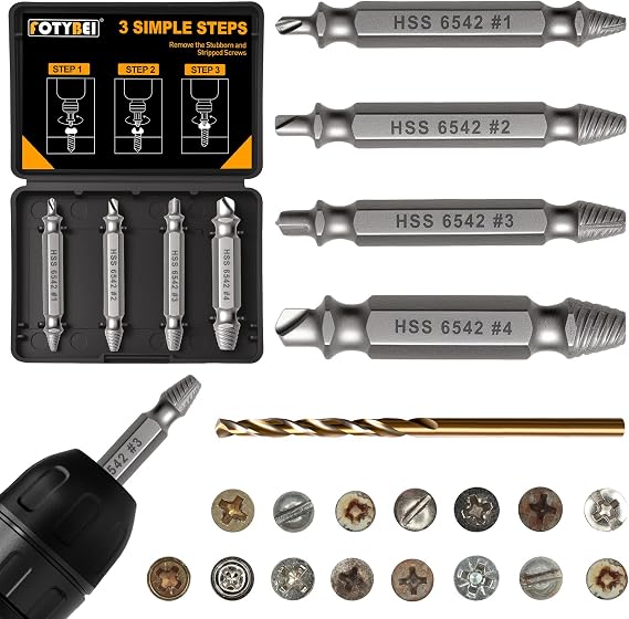 Damaged Screw Extractor Set 5PCS, Stripped Screw Extractor, Easy Out Removal of Rusty Broken Screws, Gifts for Men