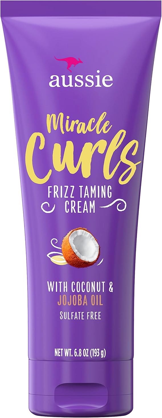 Aussie Miracle Curls Frizz Evcilleştirme Bukleler Hindistan Cevizi ve Jojoba Yağlı Krem, 6,8 Fl oz, 5.079 Fl oz