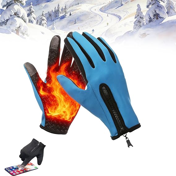 USB Heated Gloves for Men Women, Touchscreen Windproof Thermal Warm Cycling Glove, Thermal Gloves for Driving Cycling Hiking Skiing with Zipper Non-Slip Outdoor Driving Sport Gloves