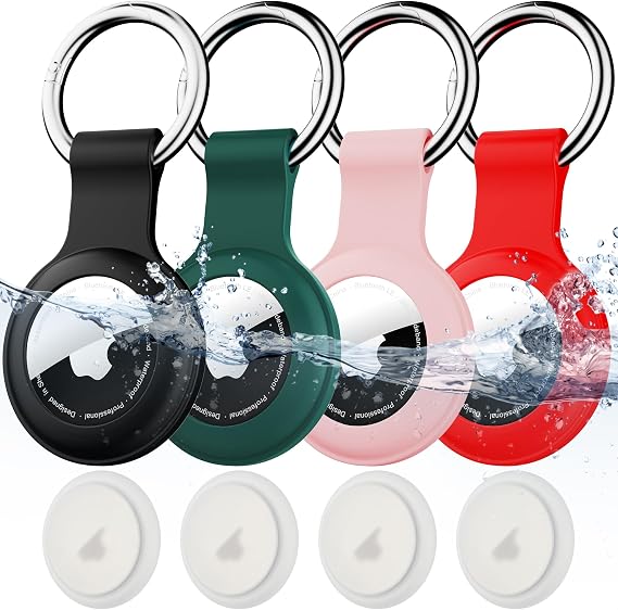 For AirTag Holder Keyring,4-Pack IPX8 Waterproof Case for Apple AirTag