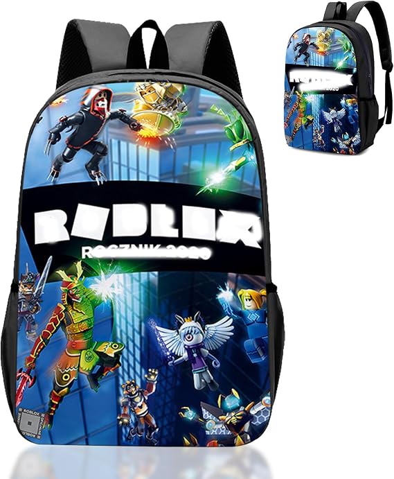 Roblx Backpack School Bag Boys Teen- Roblx Rucksack with Adjustable Shoulder Straps, Students Schoolbag Anime Book Bags, Kids Schoolbag Backpack Gifts for Game Fans Children Lightweight High Capacity