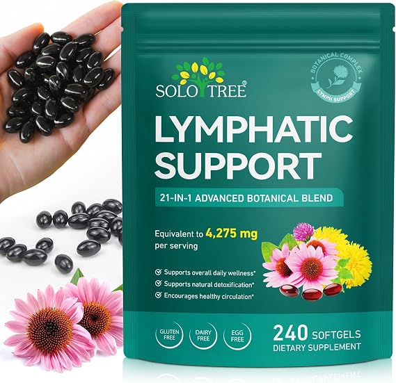 Lymph System Support Supplement,Lymphatic Drainage Softgels,Supports Fluid Balance & Immune System,Reduce Swelling and Cleanse Lymph for Men and Women,240 Capsules