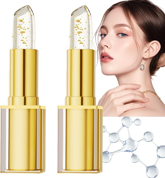 2pcs Colour Changing Lipstick,Tinted Lip Balm with Go/ld Fo/il,Transferproof Long Lasting Lipstick,Lip Stick For Women,Suitable for Most Skin Tones,Hydrating,Portable & Moisturizing,Go/ld Fo/il,01
