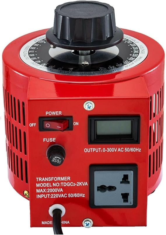 Variac Variable Transformer AC Voltage Regulator Transformer Converter 500VA-3000VA Built-In Copper Coil for Power Supply Durable, Versatile, Wide Range of Applications ( Color : 2KVA LCD Screen-Red ,