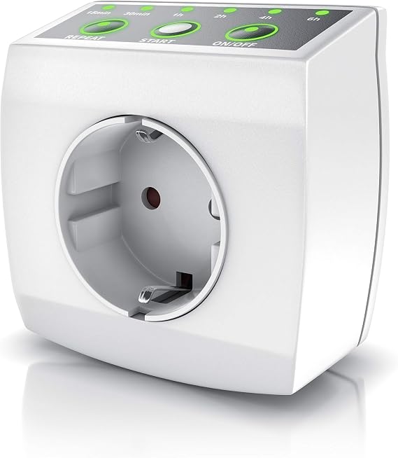 Countdown Timer Socket - Timer Switch - Socket Timer - Mechanical Timer - Energy Saving Socket - for Fan Heater - 240 V - 3840 W - Energy Efficient - White