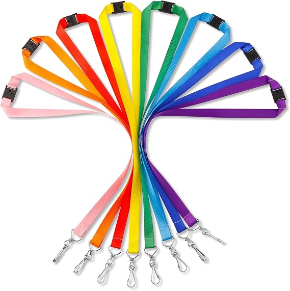 saerryor 8/16 PCS Rainbow Breakaway Neck Lanyards for ID Name Badge Cards