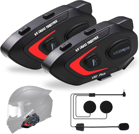 VCOROS Intercom Helmet Moto VR1 Plus for 2 Motorcyclists 500 m