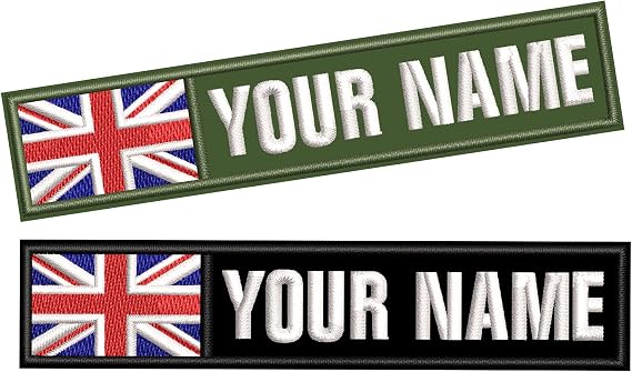 2PCS Personalized Flag Patch, Custom Flag Name Patch, Embroidered Military Name Tag Tactical Badges Dog Harness Patch, Patch for Jacket Backpacks Vest, Iron-on/Hook (Type1)