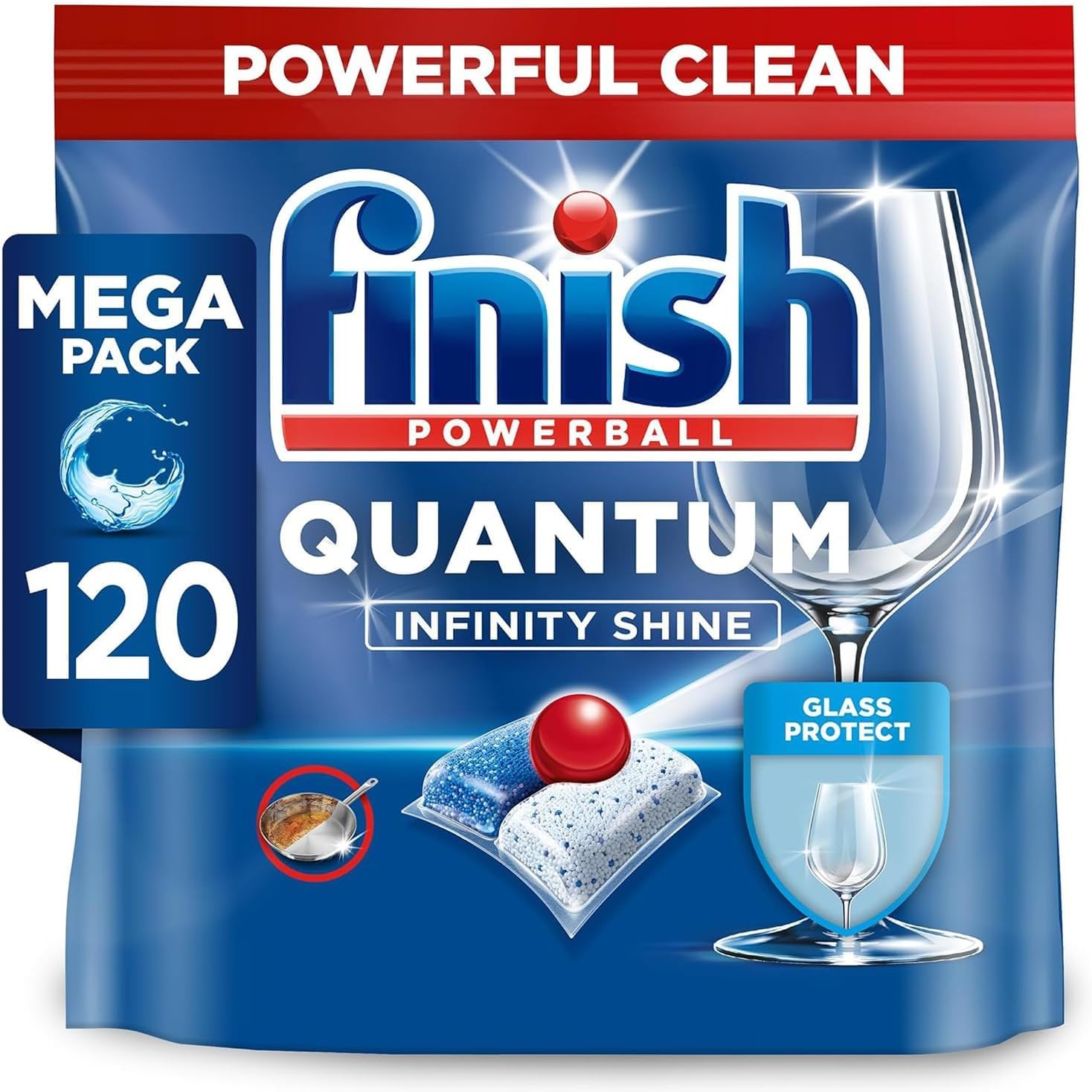 Finish Dishwasher Tablet, Quantum Infinity Shine, 120 Tablets, Fresh Scent, Powerful Clean & Shine Detergent Tabs, Tough on Grease Stains