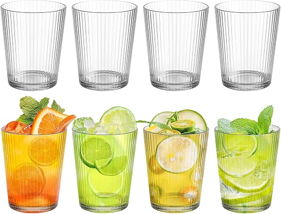 saerryor 8Pcs Reusable Plastic Tumblers, 270ml Plastic Cups