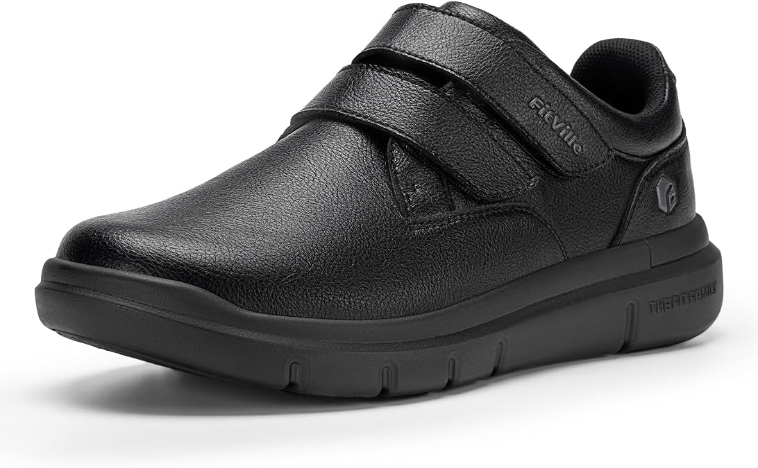 FitVille Mens Extra Wide Fit Leather Loafer Shoes