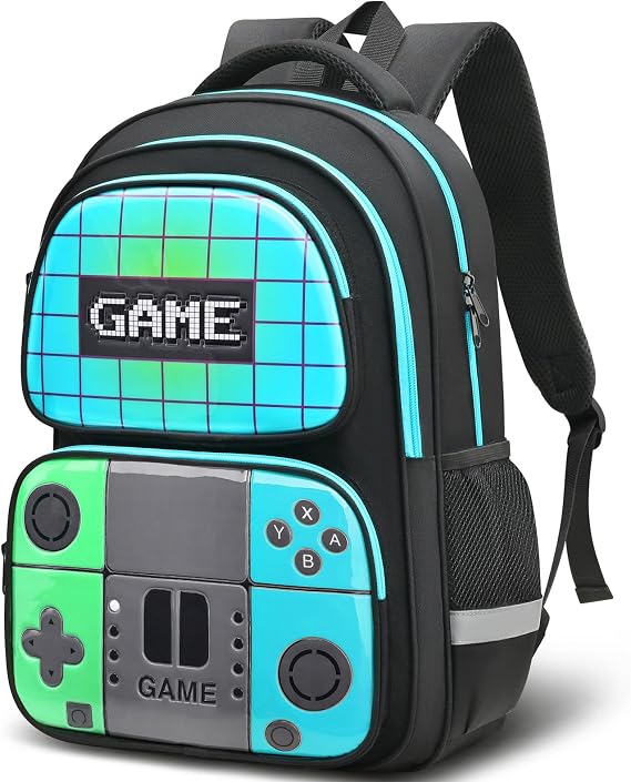 Beaulyn Boys School Backpack,Gamer Boys School Bag For Primary Secondary,17″Video Game Rucksack For Boy Kids