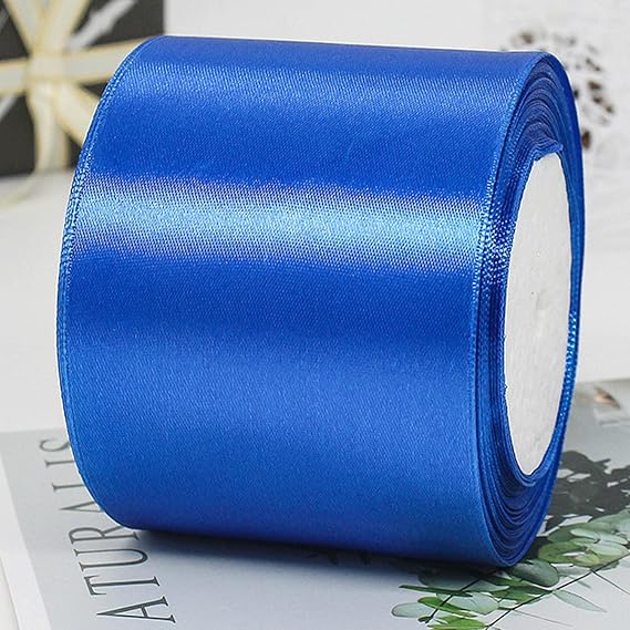 CC wonderland zone 4 Inch Royal Blue Satin Ribbon Rolls(100mm Wide x 22.86m Long) for Gift Wrapping,Crafting,Florist