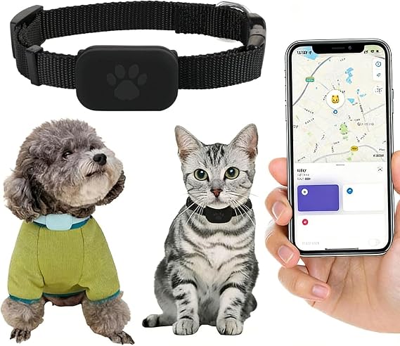 GPS Pet Tracking Collar, Cat Collar, Dogs, Pet Loss, GPS Transmitter, GPS Tag, Pet Tracking & Anti-Theft, Compatible with iOS & Android, Safety Collar, Smartphone Compatible, GPS Pets, Black
