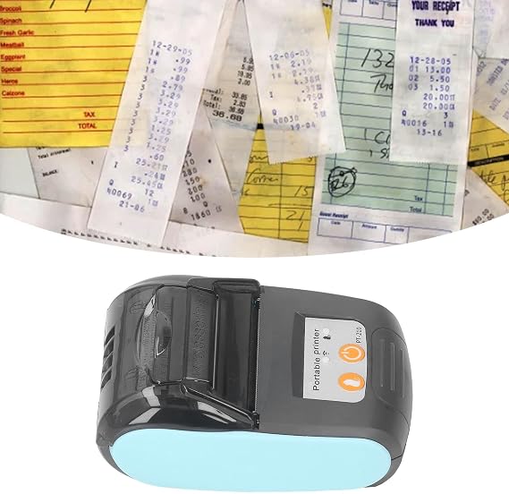 Yosoo Health Gear Bluetooth Receipt Printer, 58mm Mini Wireless Receipt Thermal Printer Portable Bill Printer POS Receipt Printer Pocket Bill Ticket Printer Handheld Printing Machine