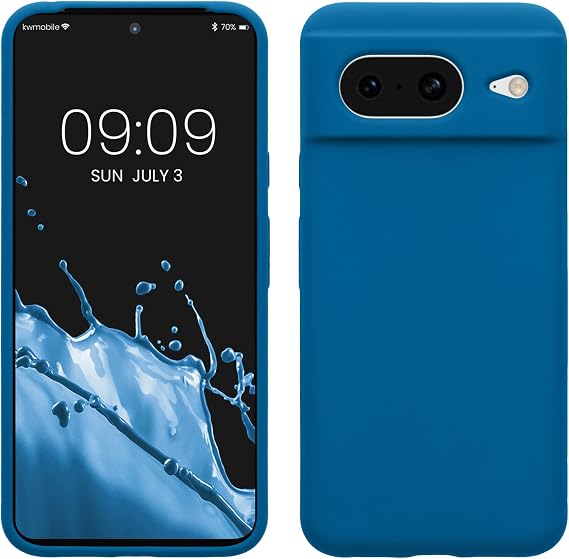 kwmobile Case Compatible with Google Pixel 8 Case - TPU Silicone Phone Cover with Soft Finish - Blue Reef