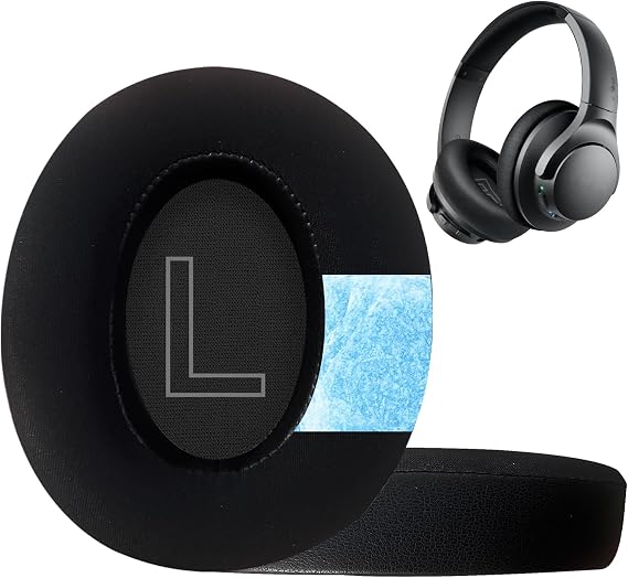 冷却ジェル Anker Soundcore Q20 イヤーパッド、Anker Soundcore Life 2用交換用イヤーパッド Life 2 Neo/Q20/Q20+/Q20I/Q20BTシリーズヘッドフォン-ブラック