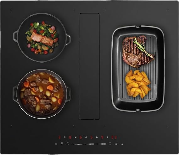 Cecotec Bolero Squad IH 4200 FullFlex ShieldGlass 2-Zone Induction Plate with Integrated Hood 60 cm 7200W, 9 Levels, Booster, Kidlock, Suction 531.1m3/H with 3 Speeds [Energy Class A]