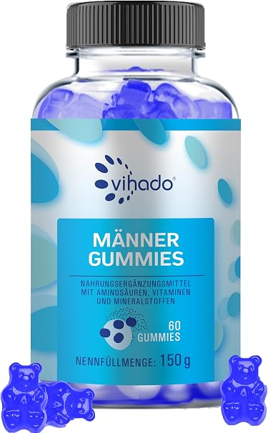 Vihado Blue Men's Gummies - Extra Strong Instant Formula High Dose - with L-Arginine L-Glutathione L-Glutamine Pack of 60