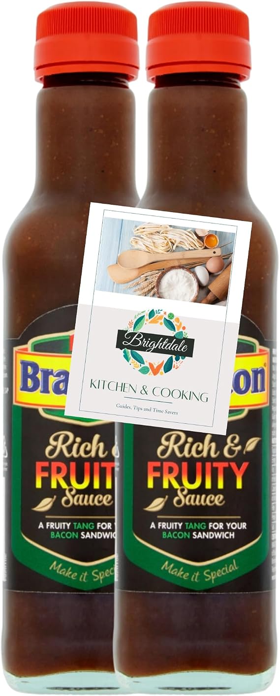 Brown Sauce Bundle with Branston Rich and Fruity Sauce 2 Pack 245g + Brightdale Kitchen Booklet