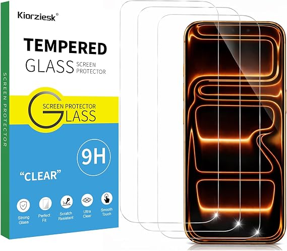 3 Pieces Screen Protector for iPhone 18 Pro Max, iPhone 17 Pro Max, iPhone 16 Pro Max, Tempered Glass HD Clear Anti-Scratch Anti-Fingerprint Bubble-Free 9H Hardness Transparent 6.9 Inches