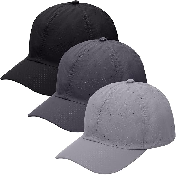 3 Packs Lightweight Running Caps for Men, Mesh Quick Dry Breathable Baseball Cap, Adjustable Sport Hat for Outdoor Activities