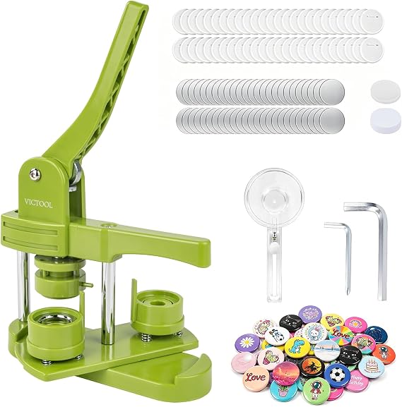 Button Maker Machine 25 mm, Button Machine with 100 Buttons & Circle Cutter, DIY Badge Press Machine for Individual Lapel Buttons, DIY Crafts, Events, Gifts